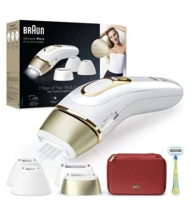 Braun Silk-expert Pro 5 IPL Epilator PL5382 Bulb lifetime (flashes) 400.000 Number of power levels 3 White/Gold