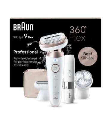 Braun Epilator SES9-360 Silk épil 9 Flex 3D Operating time (max) 50 min Number of power levels 1 Wet & Dry |