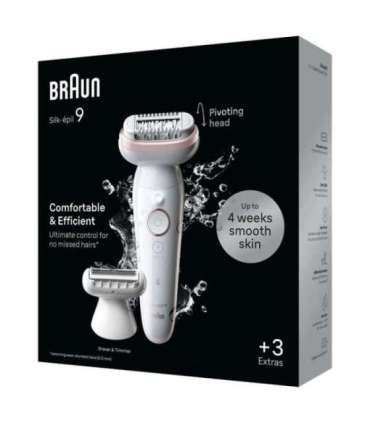 Braun Epilator SES9-030 Silk épil 9 Operating time (max) 50 min Number of power levels 2 Wet & Dry White/Rose