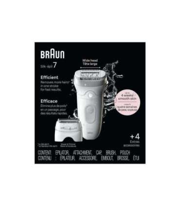 Braun Epilator SE7-041 Silk épil 7 Number of power levels 2 Wet & Dry White/Silver