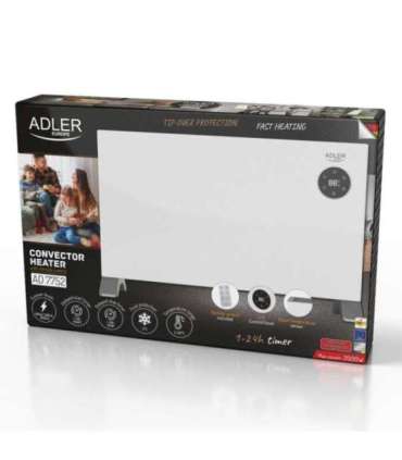 Adler Convection fan heater LCD with remote control Convection Heater 2000 W Number of power levels 3 White |