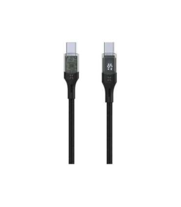 Fixed Cable USB-C/USB-C with display, PD support, 2m, USB 2.0, 100W FIXDD-CC2-BK