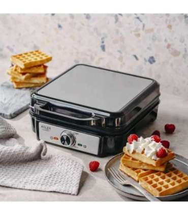 Adler Waffle Maker AD 3083 1800 W Number of pastry 4 Belgium Silver/Black
