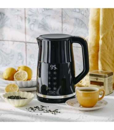 Adler Kettle with LED display AD 1350 Electric 2200 W 1.7 L Stainless Steel 360° rotational base Black