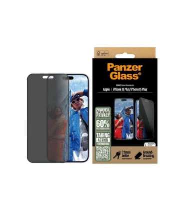 PanzerGlass Screen protector Apple iPhone 16 Plus/iPhone 15 Plus Tempered glass Black Ultra-Wide Fit