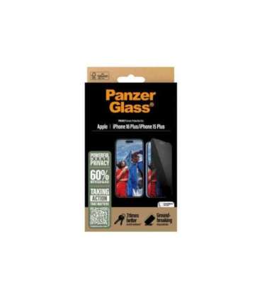 PanzerGlass Screen protector Apple iPhone 16 Plus/iPhone 15 Plus Tempered glass Black Ultra-Wide Fit