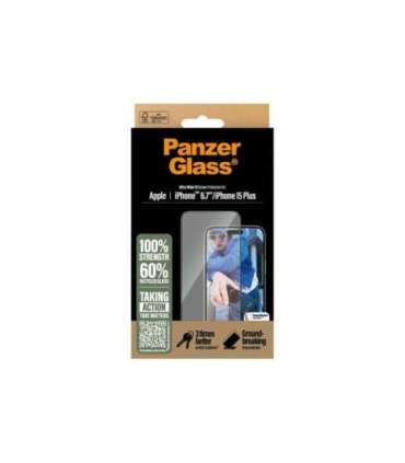 PanzerGlass Screen protector Apple iPhone 16 Plus/iPhone 15 Plus Glass Transparent Ultra-Wide Fit