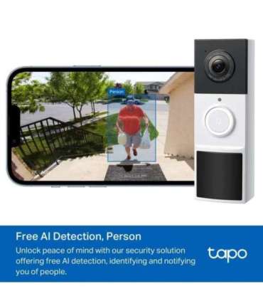 TP-LINK Video Doorbell Camera Tapo D210 3 MP 1.18mm/F1.8 IP65 H.264 Micro SD, Max. 512