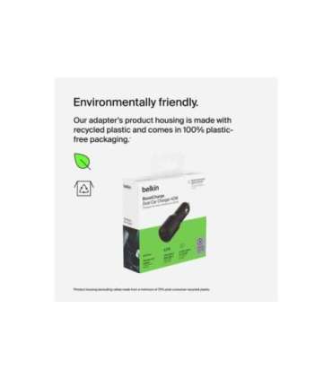 Belkin BOOST CHARGE 42w-30w USB-C PD PPS + 12w USB-A Car Charger, CCB005btBK