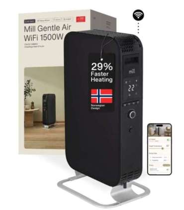 Mill Heater OIL1500WIFI3 Gentle Air Oil Filled Radiator 1500 W Suitable for rooms up to 22 m² Black