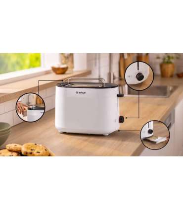 Bosch Compact Toaster TAT2M121 MyMoment Power 950 W Number of slots 2 Housing material Plastic White
