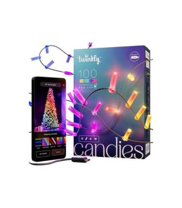 Twinkly Candies 100 Candle-shaped RGB LEDs, USB-C|Green Wire