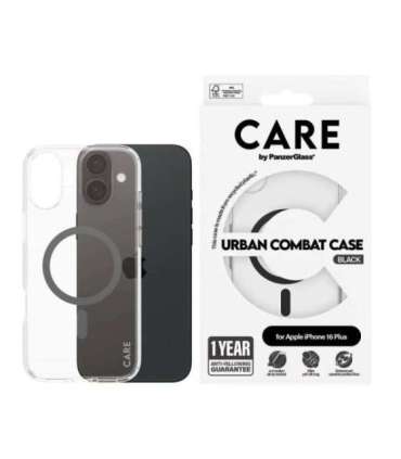 CARE by PanzerGlass Case Flagship Back protection Apple iPhone 16 Plus Recycled plastic Transparent/Black |