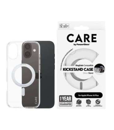 CARE by PanzerGlass Case Feature Back protection Apple iPhone 16 Plus Recycled plastic Silver Kickstand &