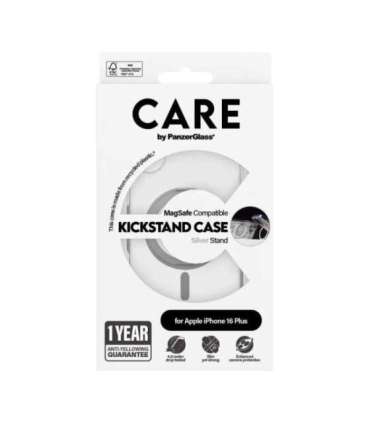 CARE by PanzerGlass Case Feature Back protection Apple iPhone 16 Plus Recycled plastic Silver Kickstand &