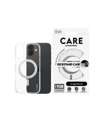 CARE Feature Case Back cover Apple iPhone 16 Recycled plastic Silver Kickstand & MagSafe