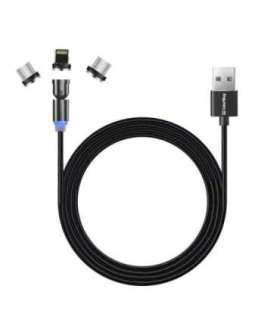 ColorWay Cable 3in1 (Lightning+MicroUSB+Type-C) Magnetic Rotation 540° 2.4А, 1m CW-CBUU037-BK