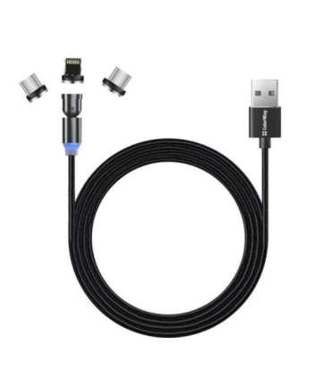 ColorWay Cable 3in1 (Lightning+MicroUSB+Type-C) Magnetic Rotation 540° 2.4А, 1m CW-CBUU037-BK