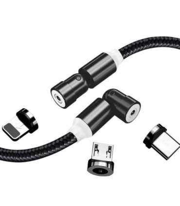 ColorWay Cable 3in1 (Lightning+MicroUSB+Type-C) Magnetic Rotation 540° 2.4А, 1m CW-CBUU037-BK