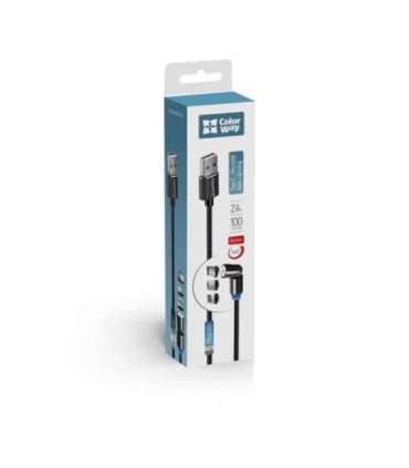 ColorWay Cable 3in1 (Lightning+MicroUSB+Type-C) Magnetic Rotation 540° 2.4А, 1m CW-CBUU037-BK