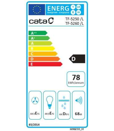CATA Hood CAMPANA TF-5260 WH /L Telescopic Energy efficiency class D Width 60 cm 325 m³/h Slider LED |