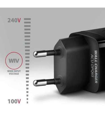 AXAGON GaN wallcharger 3x port (USB-A + 2x USB-C), 65W ACU-DPQ65
