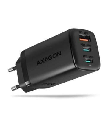 AXAGON GaN wallcharger 3x port (USB-A + 2x USB-C), 65W ACU-DPQ65