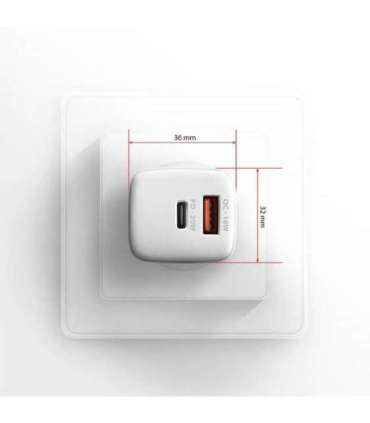 AXAGON Wallcharger 2x port (USB-A + USB-C), 20W ACU-PQ20W