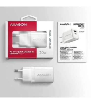AXAGON Wallcharger 2x port (USB-A + USB-C), 20W ACU-PQ20W