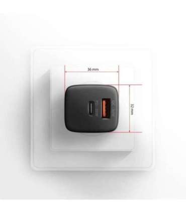 AXAGON Sil wallcharger 2x port (USB-A + USB-C), 30W ACU-PQ30