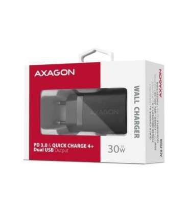 AXAGON Sil wallcharger 2x port (USB-A + USB-C), 30W ACU-PQ30