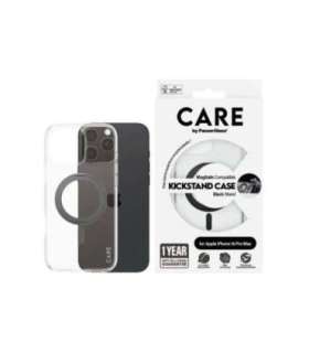 CARE by PanzerGlassFeature Case Transparent w. Black Kickstand & MagSafe iPhone 16 Pro Max CARE