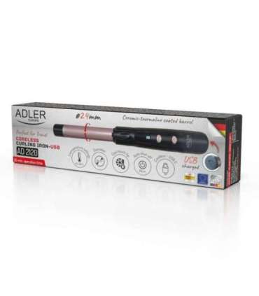 Adler Cordless Curling Iron AD 2120 Temperature (min) 170 °C Display LED Black/Rose Gold