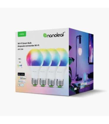 Nanoleaf Essentials Smart A60 Bulb Matter WiFi 900Lm 2700-6500K, 4pcs pack E27 9 W RGBCW