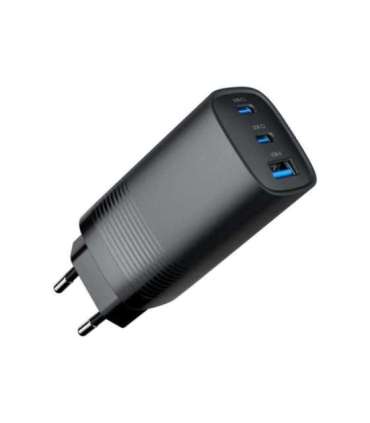 Cablexpert 3-port 65 W GaN USB PowerDelivery fast charger TA-UC-PDQC65-01-BK