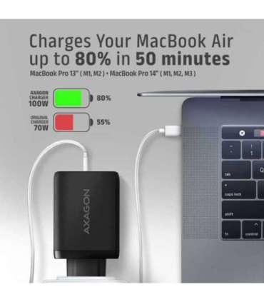 AXAGON GaN wallcharger, 3x port (USB-A + 2x USB-C), PD3.0/PPS/QC4+/SFC2.0/AFC/SCP/FCP/Apple, 100W ACU-DPQ100