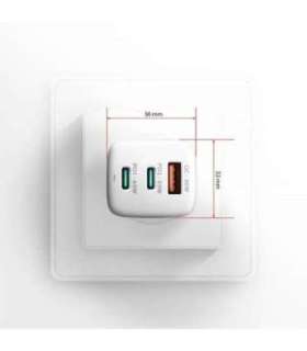 AXAGON GaN wallcharger 3x port (USB-A + 2x USB-C), PD3.0/PPS/QC4+/SFC2.0/AFC/SCP/FCP/Apple, 65W ACU-DPQ65W