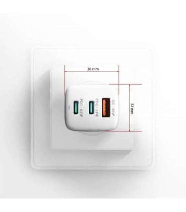 AXAGON GaN wallcharger 3x port (USB-A + 2x USB-C), PD3.0/PPS/QC4+/SFC2.0/AFC/SCP/FCP/Apple, 65W ACU-DPQ65W
