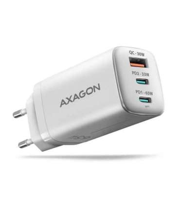 AXAGON GaN wallcharger 3x port (USB-A + 2x USB-C), PD3.0/PPS/QC4+/SFC2.0/AFC/SCP/FCP/Apple, 65W ACU-DPQ65W