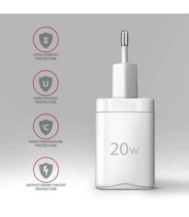AXAGON Wallcharger 1x port USB-C, PD3.0 / PPS /QC4+/AFC/FCP/Apple, 20W ACU-PD20W