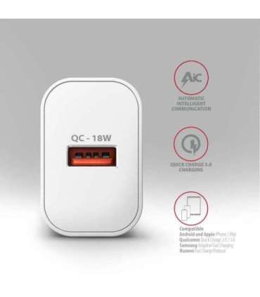 AXAGON Wallcharger 1x port USB-A, QC3.0/AFC/FCP/Apple, 18W ACU-QC18W