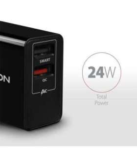AXAGON Dual wallcharger 240V/2x USB port QC3.0/AFC/FCP and 5V-1.2A, 24W ACU-QS24