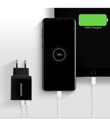 AXAGON Dual wallcharger 240V/2x USB port QC3.0/AFC/FCP and 5V-1.2A, 24W ACU-QS24