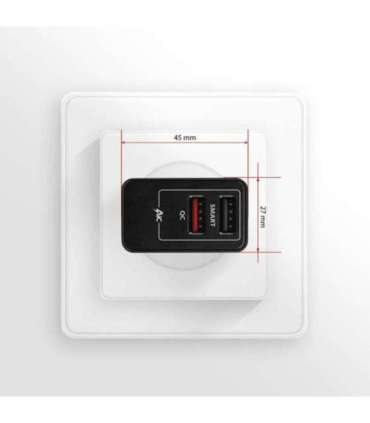 AXAGON Dual wallcharger 240V/2x USB port QC3.0/AFC/FCP and 5V-1.2A, 24W ACU-QS24
