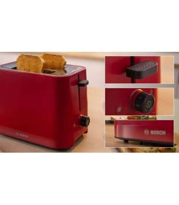 Bosch Compact Toaster TAT3M124 MyMoment Number of slots 2 Housing material Plastic Red