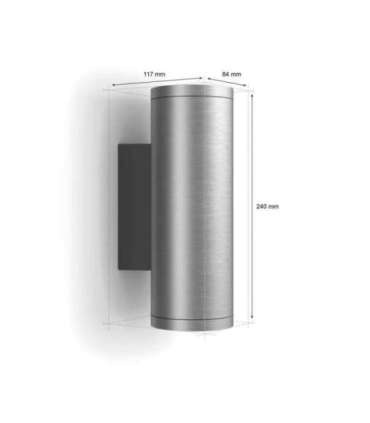 Philips Hue WCA Appear Outdoor Wall Lantern, Inox 8 W 2000-6500 Hue White Colour Ambiance
