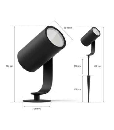 Philips Hue WCA Lily Outdoor Spot Light Base 24V 8 W 2200-6500 BBL CCT range