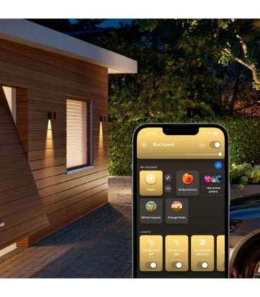 Philips Hue WCA Resonate Outdoor Downward Wall Lantern, Black 8 W 2000-6500 Hue White Colour Ambiance