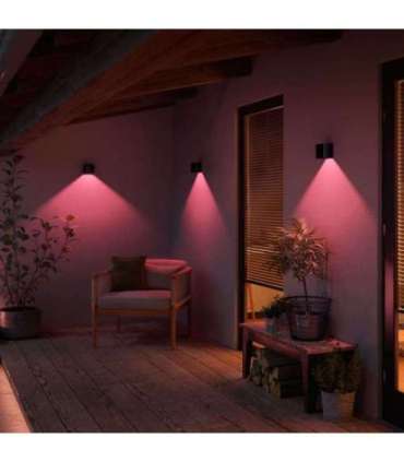 Philips Hue WCA Resonate Outdoor Downward Wall Lantern, Black 8 W 2000-6500 Hue White Colour Ambiance