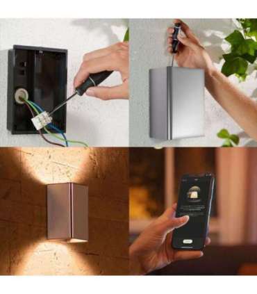 Philips Hue WCA Resonate Outdoor Wall Lantern, Inox 8 W 2000-6500 Hue White Colour Ambiance